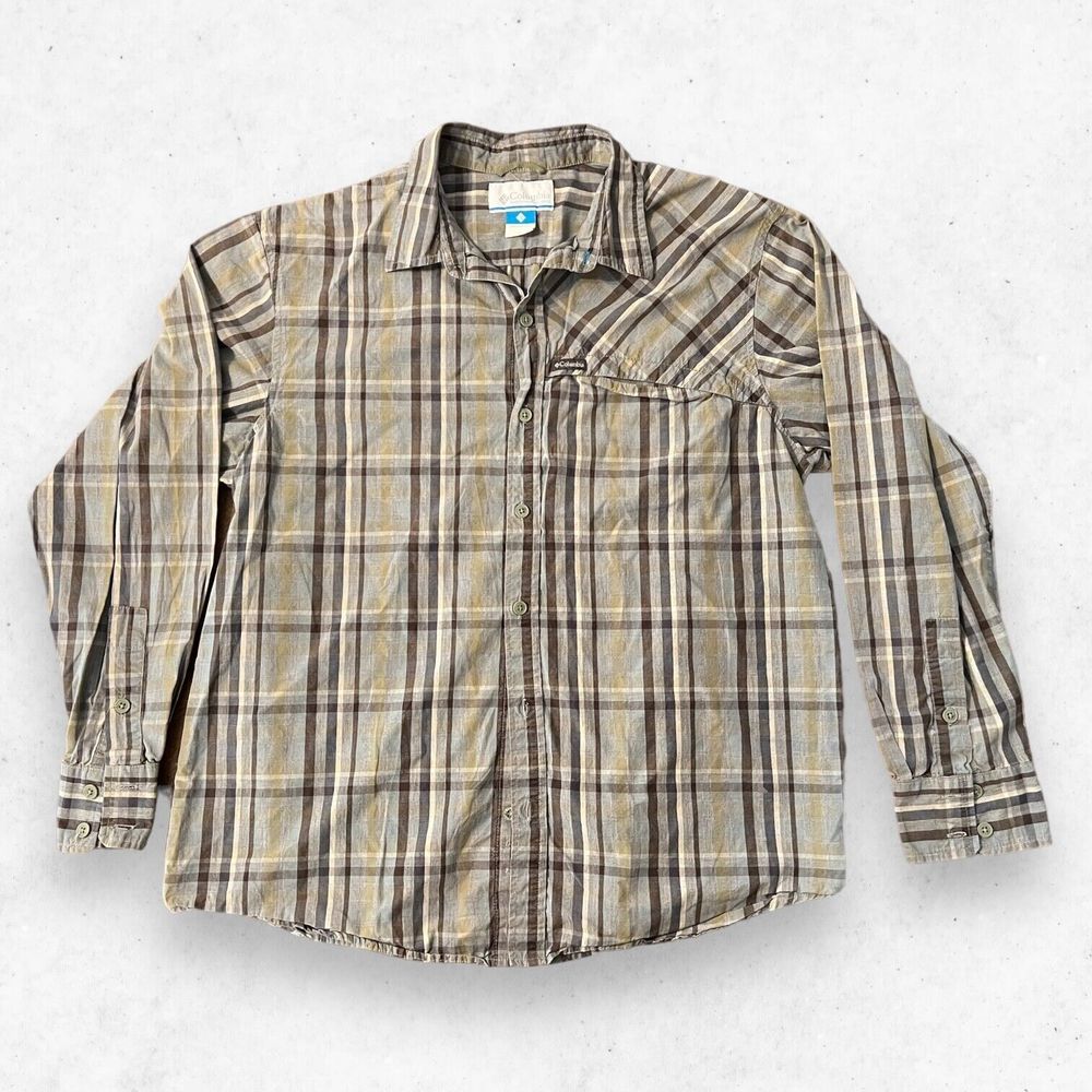 Columbia Button-Down Shirt‎ Men’s Size Large Plaid Long-Sleeve Chest Pocket